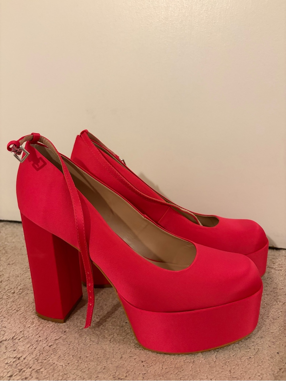 Steve Madden Women’s Red Platform Block Heel Pumps